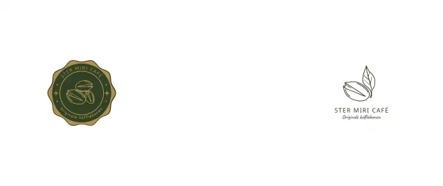 Eenvoudig concept café-logo in groen en bruin