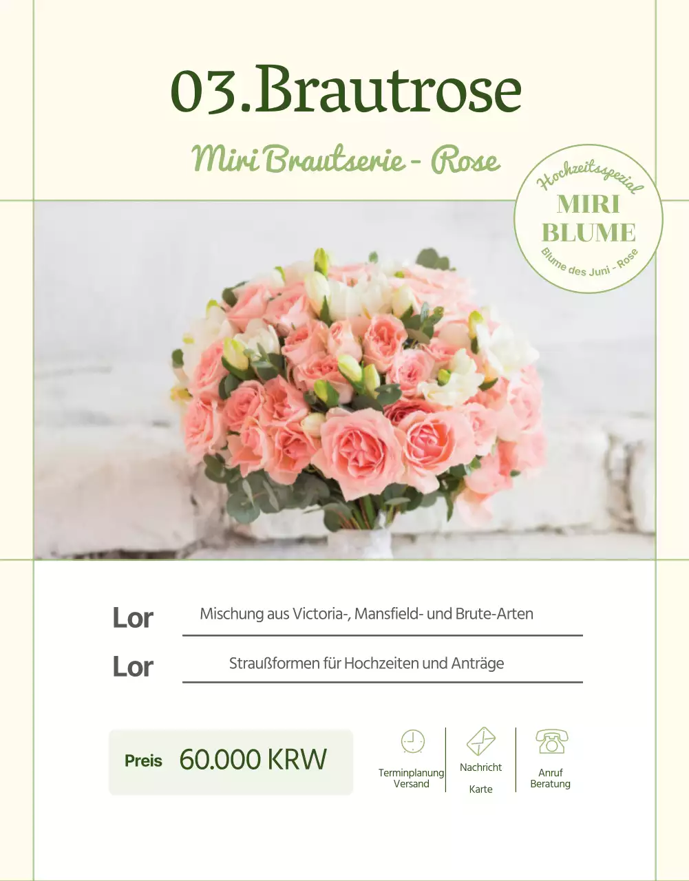 Einführung eines schönen grünen und rosafarbenen Luxusblumenlieferdienstes