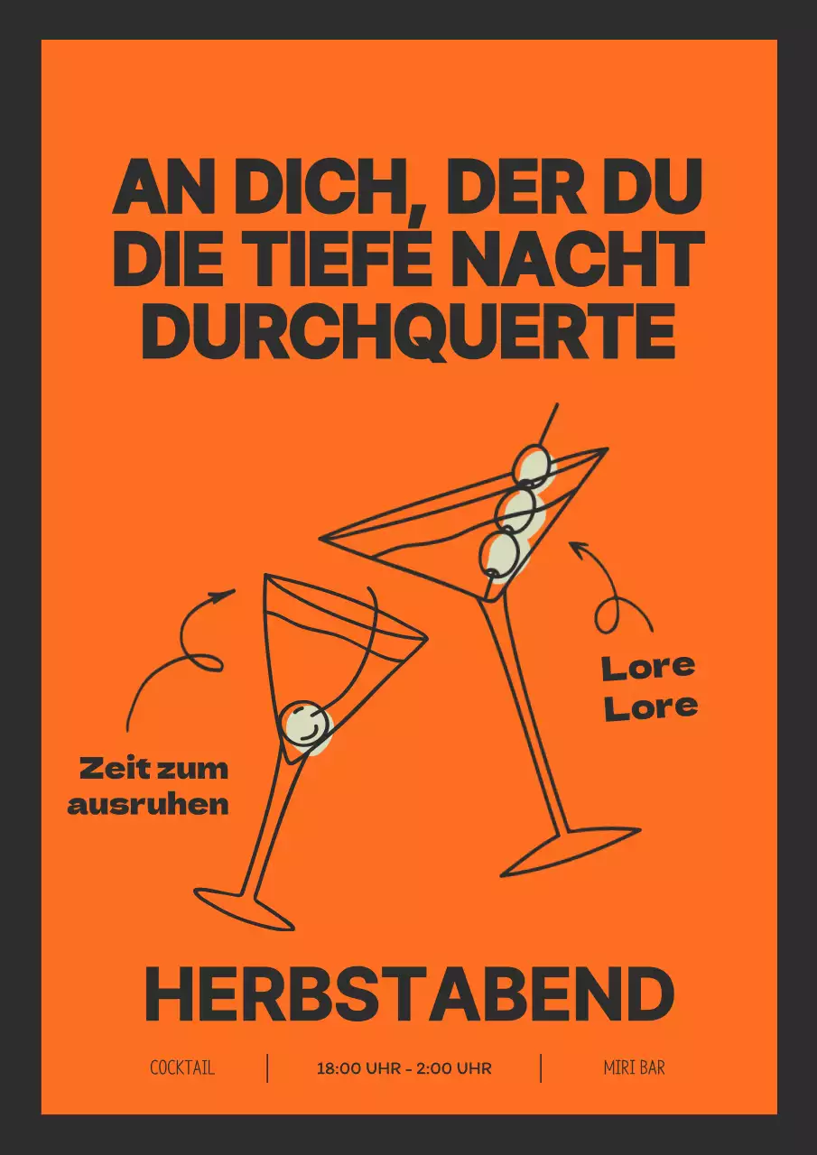 Werben Sie für Ihr herbstliches Lokal mit orange-schwarzem Charakter