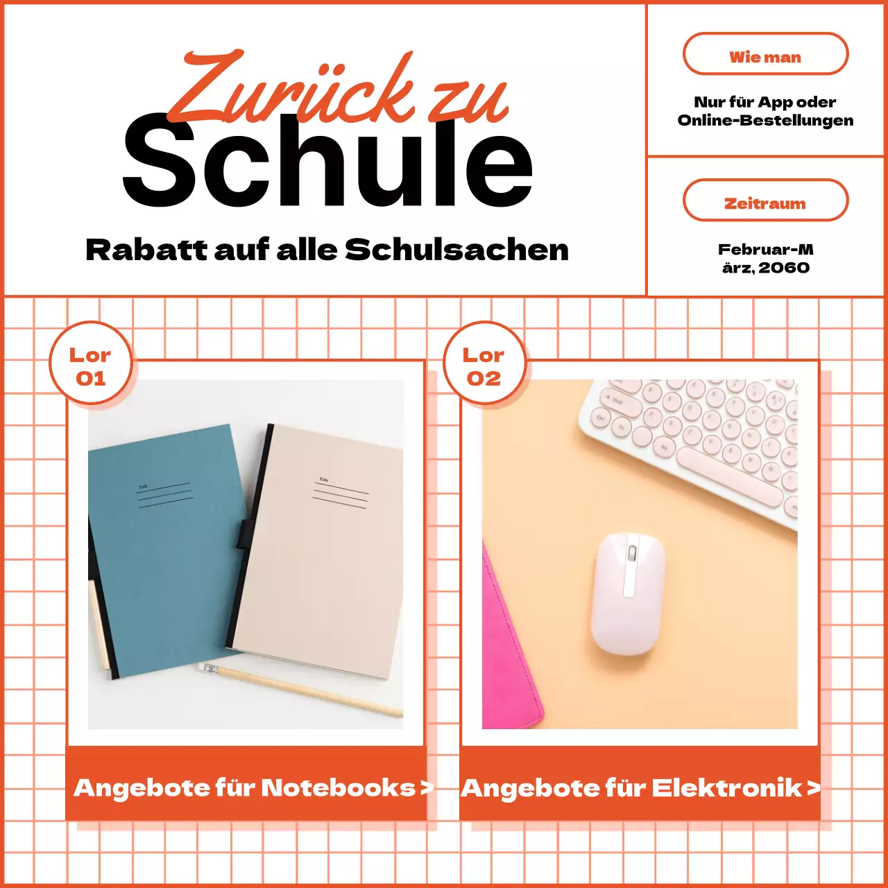 Schulanfangsverkauf mit einem roten, sauberen Notizblockkonzept