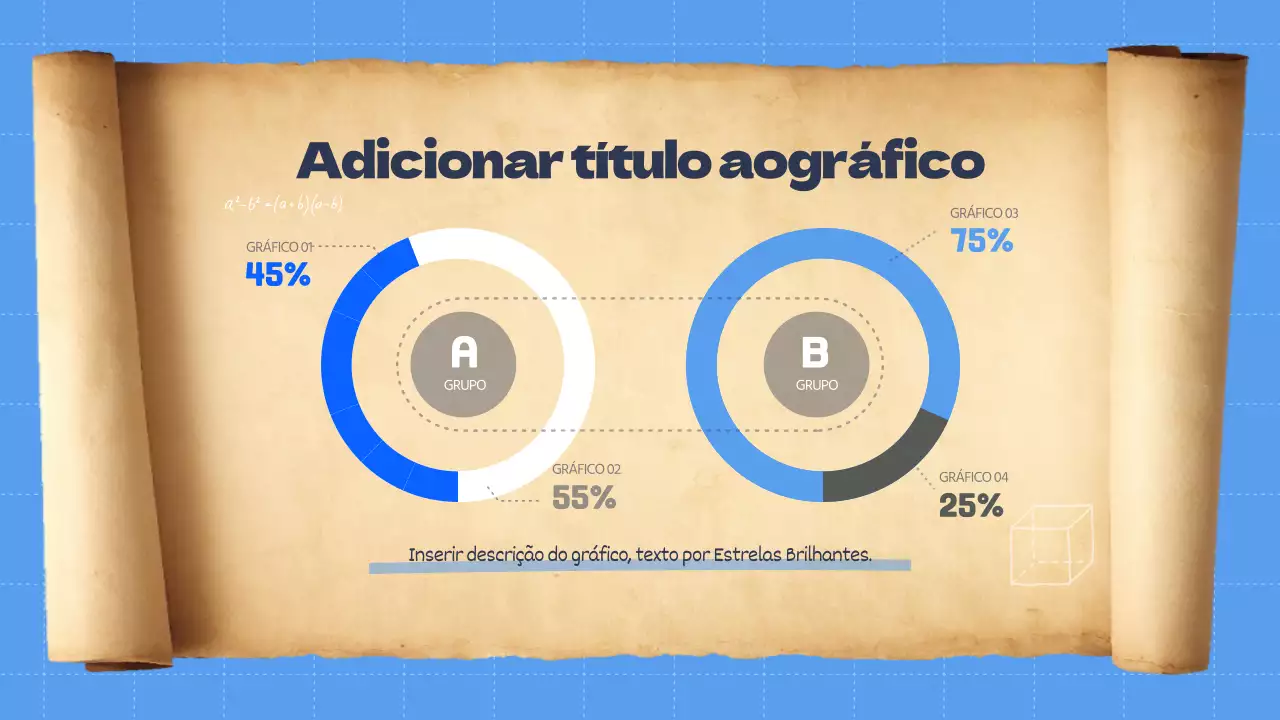 Infografias com gráficos de donuts educativos azuis e giros