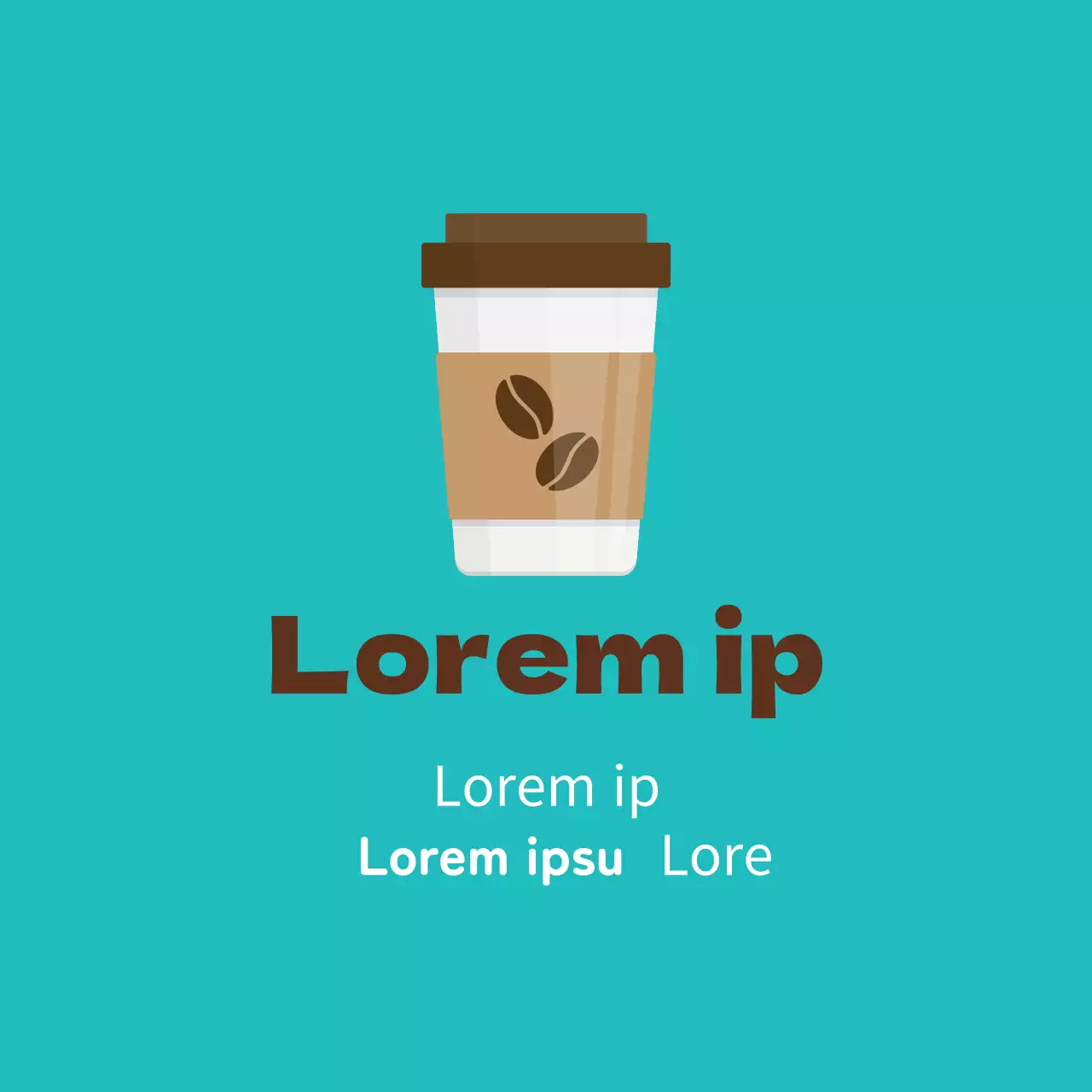 Mintbraunes illustriertes Café-Verpackungsetikett