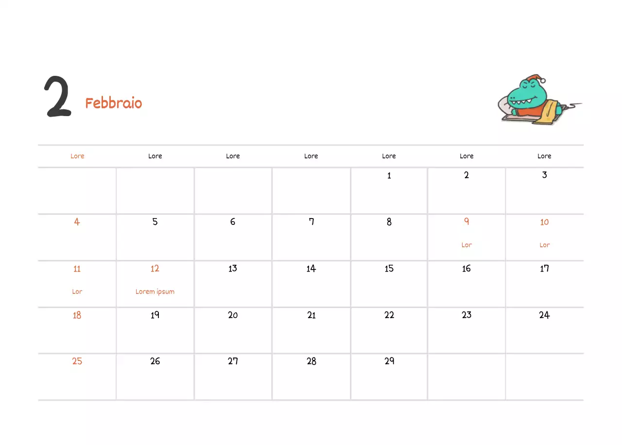 Un calendario con un simpatico concetto di illustrazione di Argo