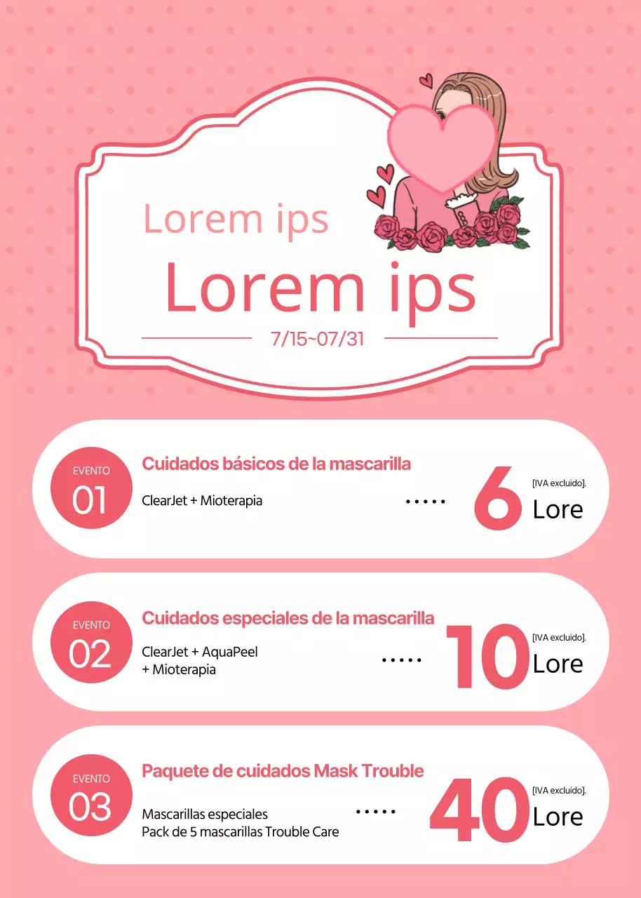 Evento de cuidado de la piel en una máscara con imagen de cómic rosa y marco resaltado