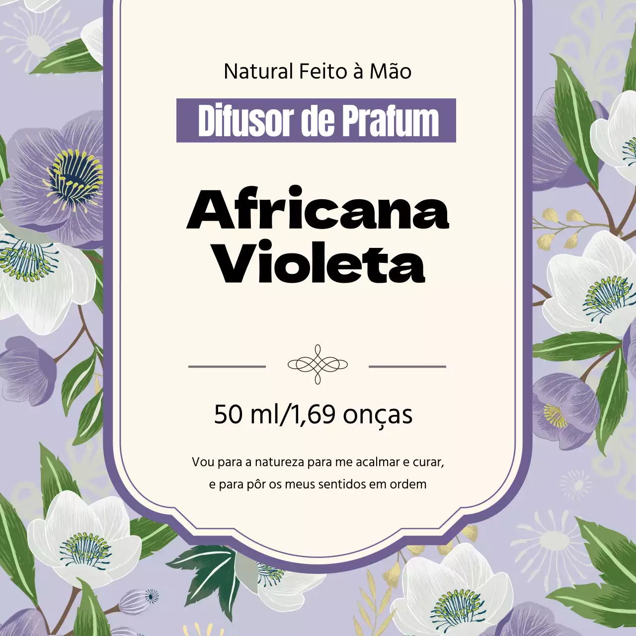 Rótulo de perfume vintage com ilustração a roxo