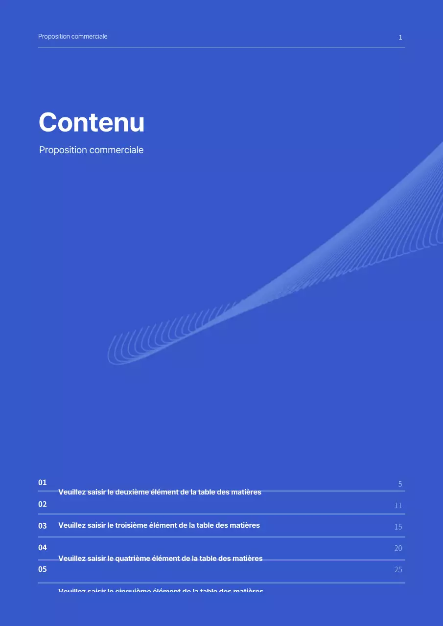 Proposition commerciale simple en bleu
