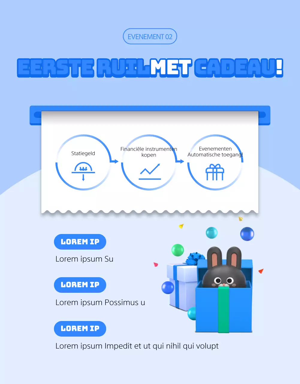 Clean concept financieel instrument thema met blauwe 3D illustraties