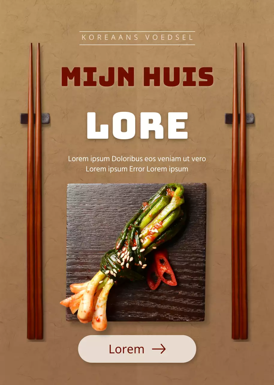 Bestelinstructies voor groene ui kimchi met bruine achtergrond