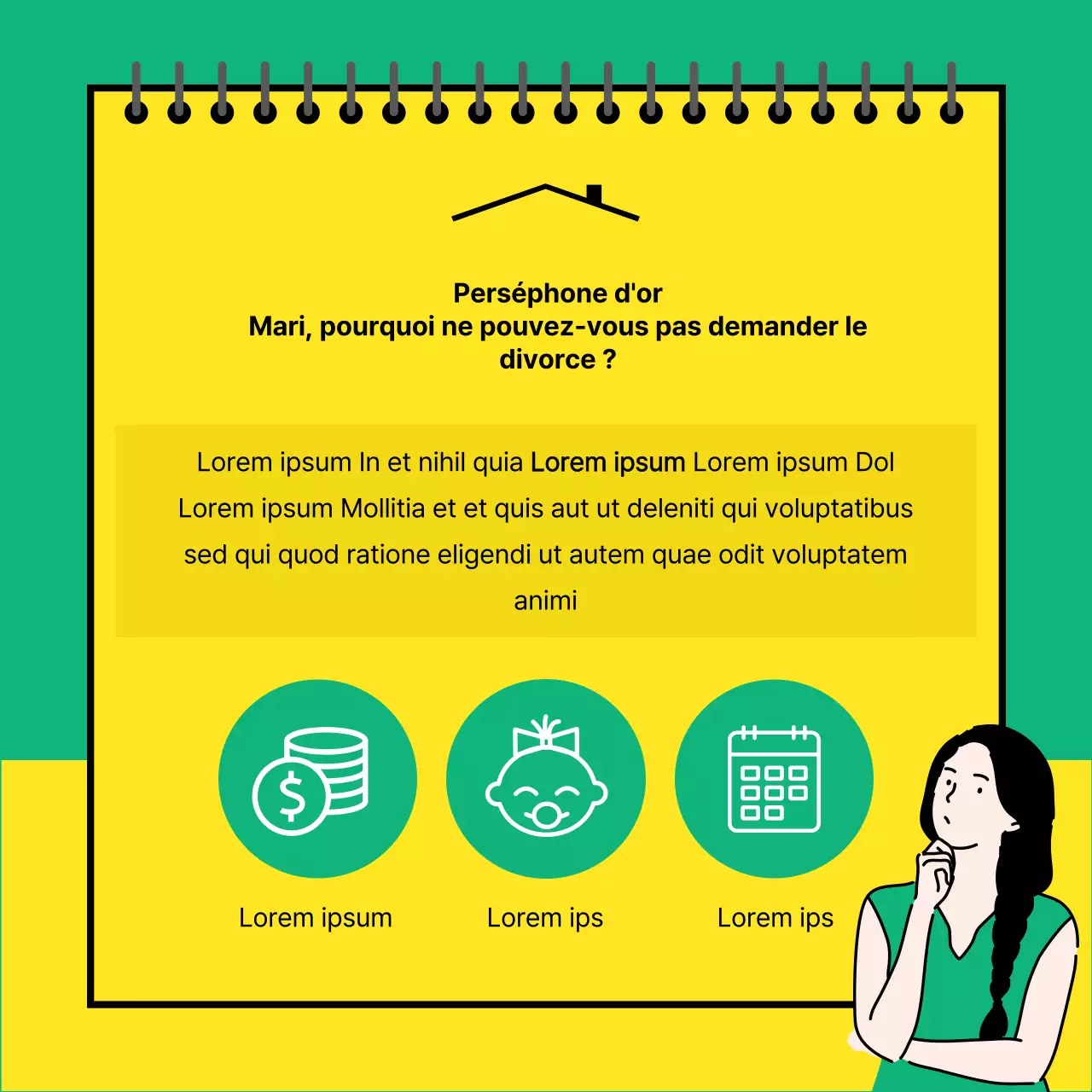 Carte de conseils juridiques jaune et verteNews
