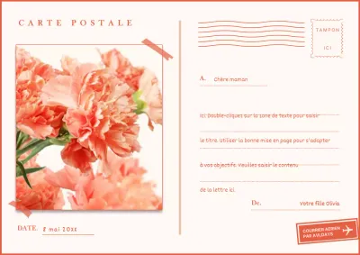 Fête des mères avec un œillet multicolore lettre concept