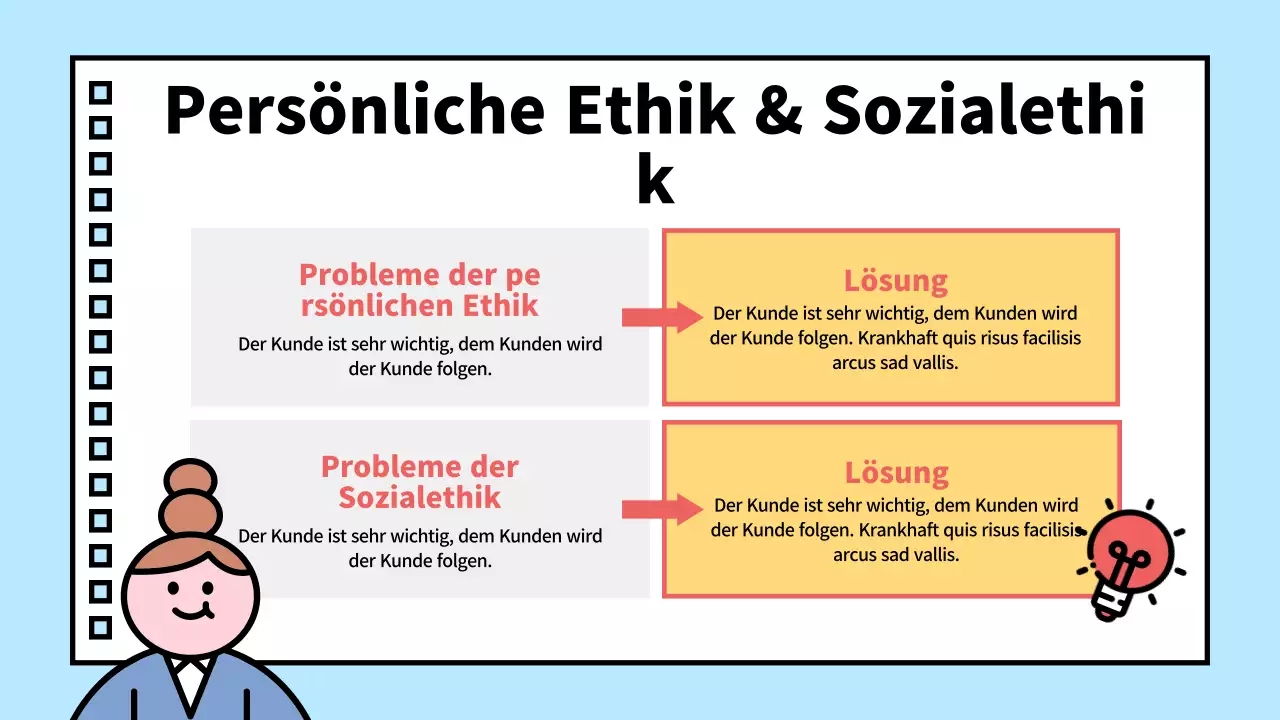 Helle und niedliche Illustrationen zu Leben und Ethik