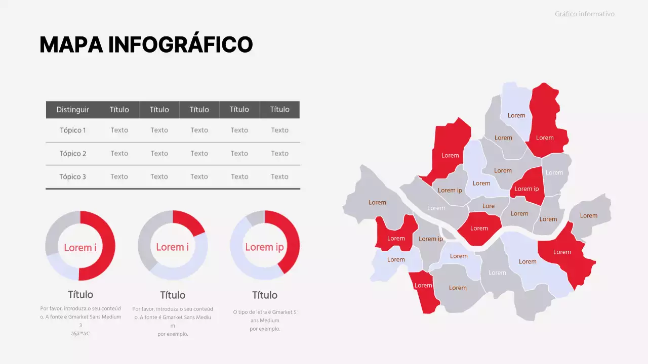 Mapa dos bairros de Seul a vermelho e cinzento