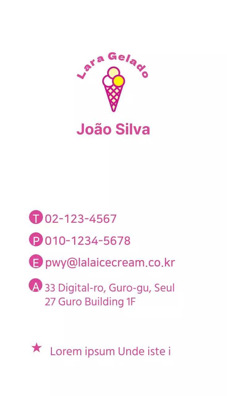 Cartão de visita Lala Ice Cream