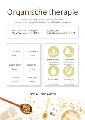 Promoot een nette massagesalon met bruine en ivoorkleurige bloemenfoto's en een strakke uitstraling
