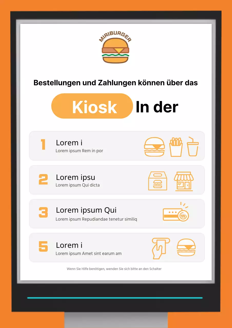 Orange Niedlich Illustrierte Laden Kiosk Poster