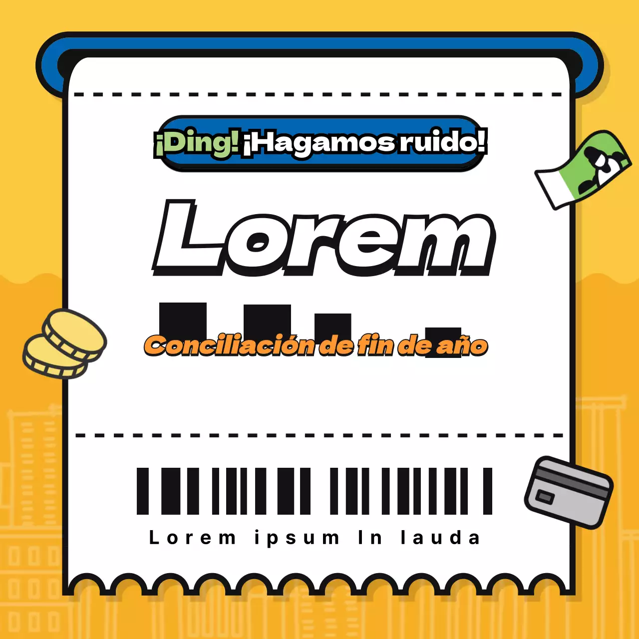 Recibo con fondo amarillo tarjeta de liquidación de fin de añonoticias