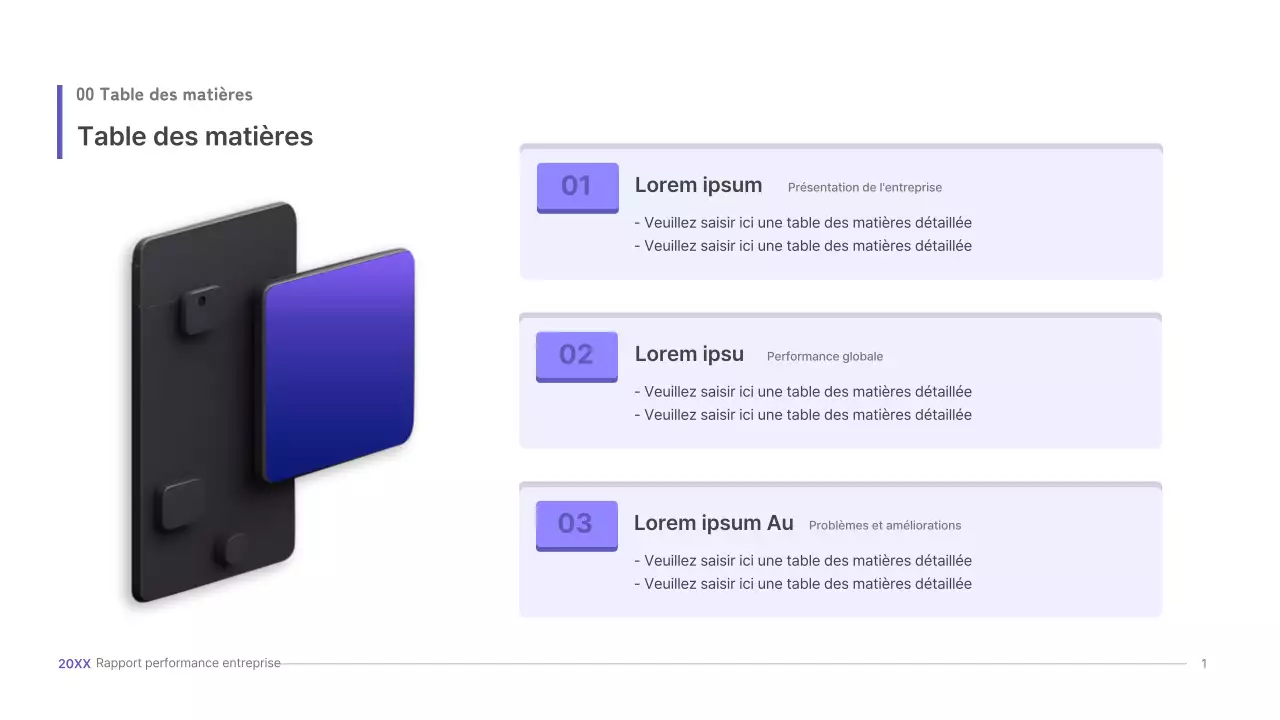 Kit de présentation d'entreprise violet, concept UI tridimensionnel
