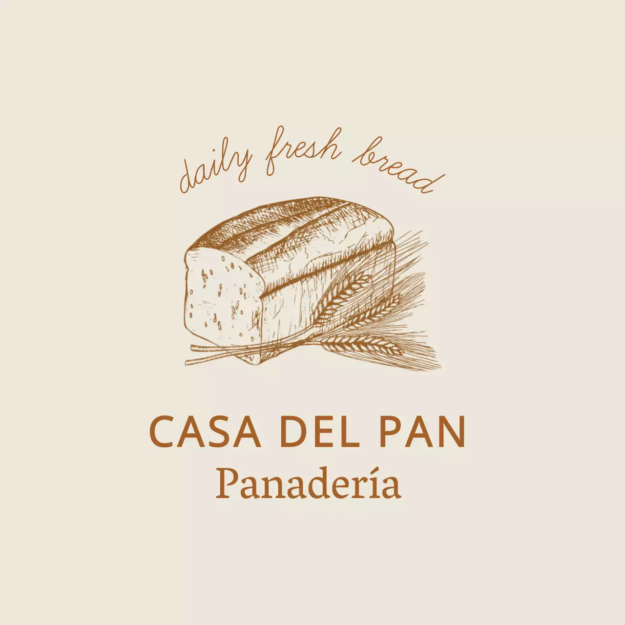 Etiqueta de panadería ilustrada beige marfil