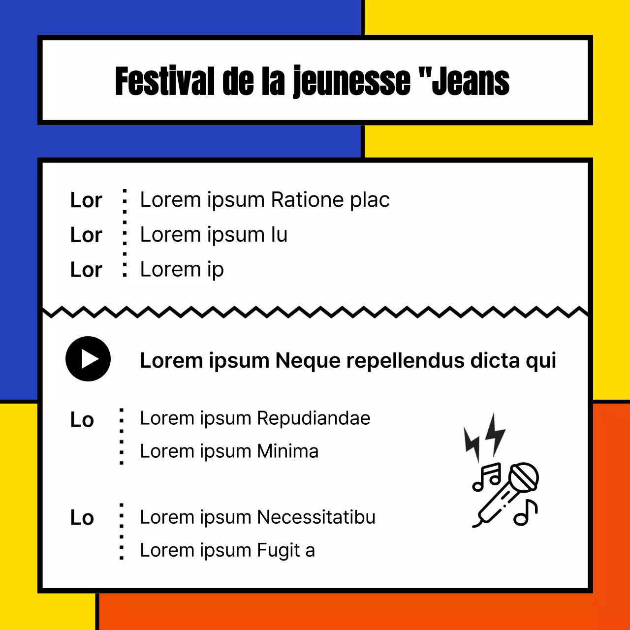 Une annonce de la fête de la jeunesse à carreaux géométriques et colorés