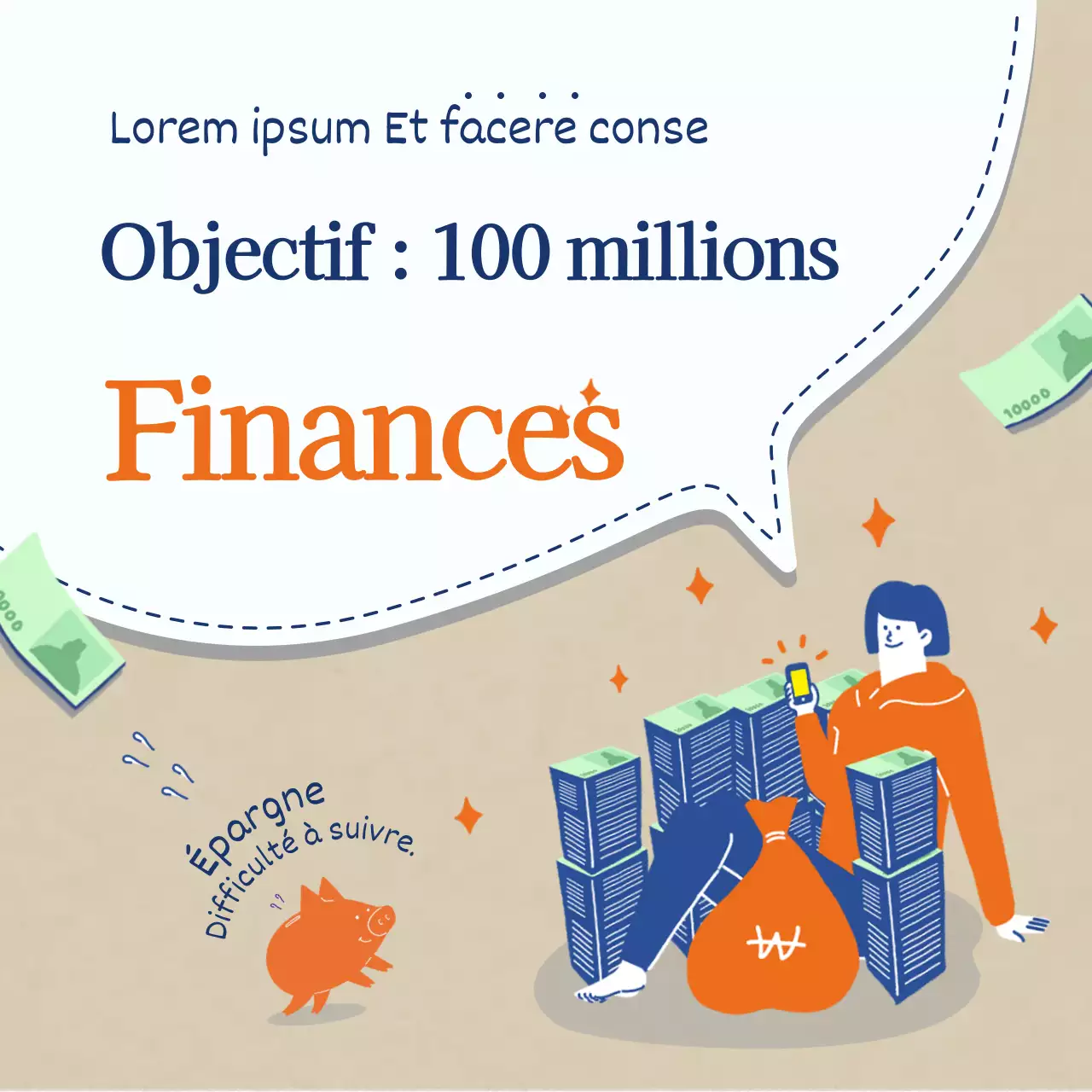 Finance d'investissement sur fond d'illustration bleu-orange
