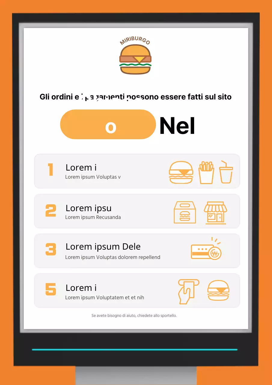 Poster arancione per chioschi di negozi illustrati