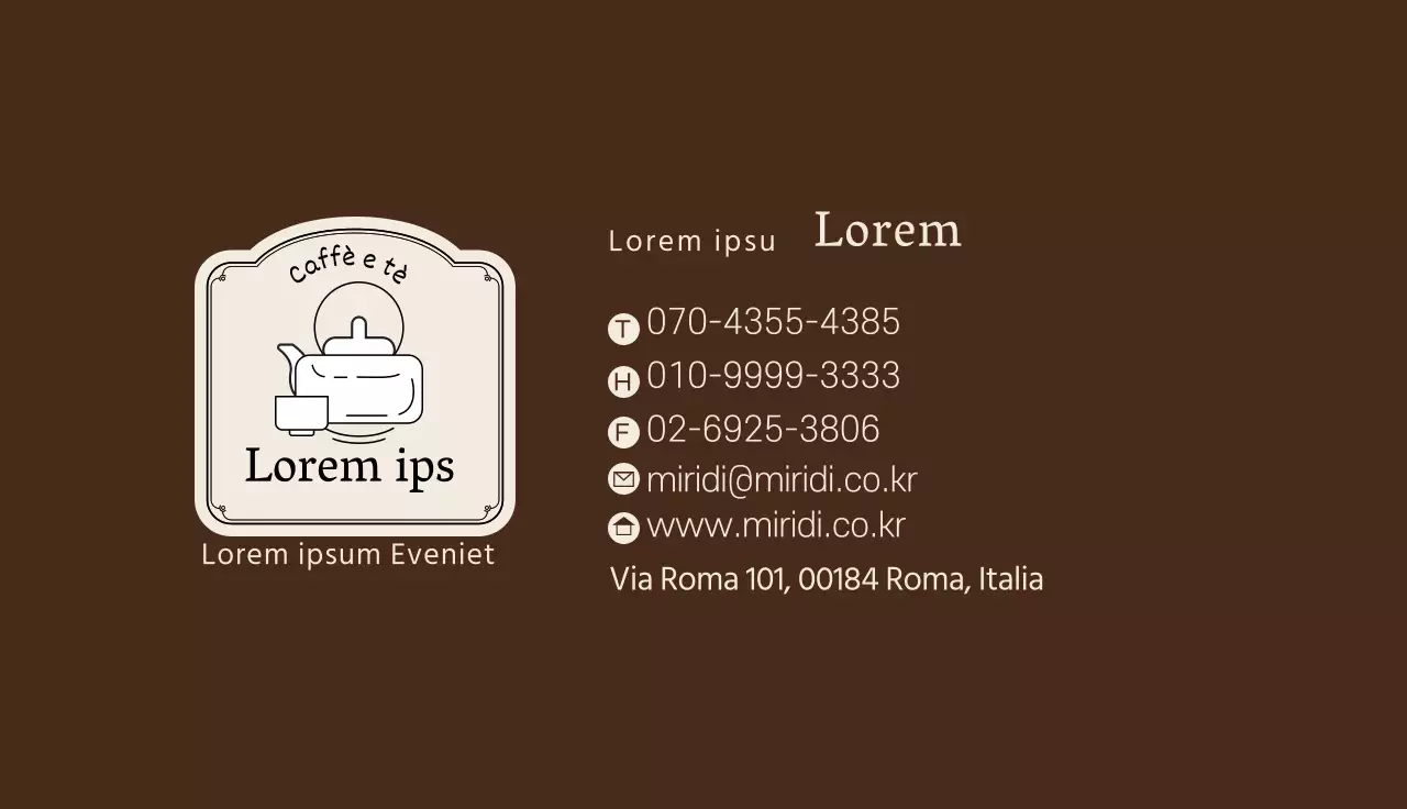 Marrone albicocca illustrazione logo caffè tè biglietto da visita