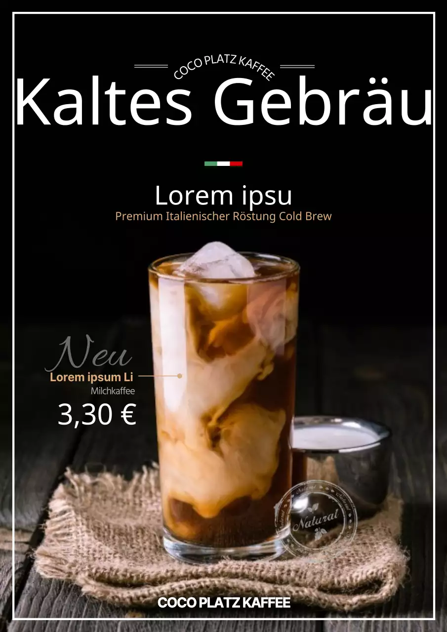 Werbung für ein neues Cold Brew Menü