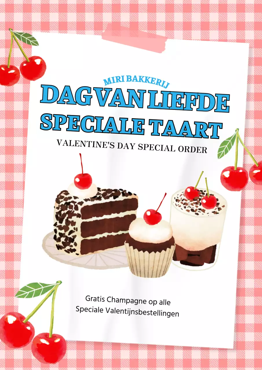 Een taartenwinkel promoten met een rode, vintage uitstraling