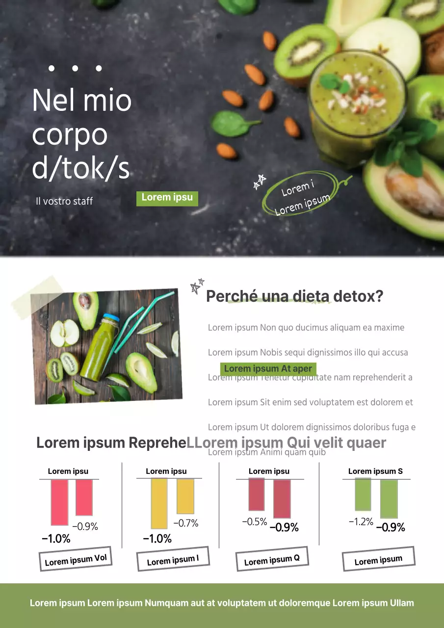 Volantino che promuove i cibi sani e disintossicanti