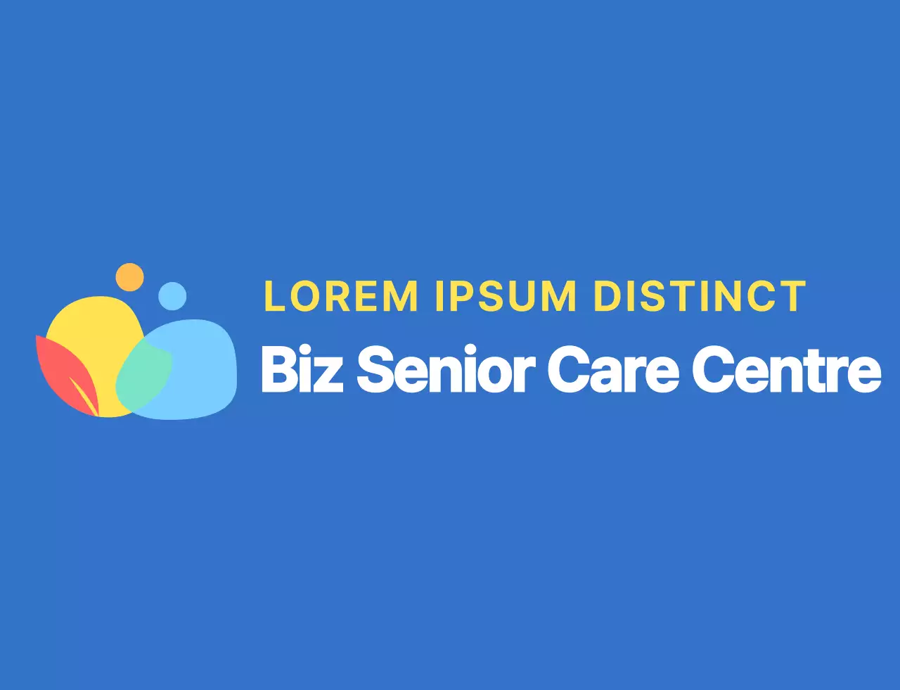 Abgerundetes und einfaches Logo im Stil eines menschlichen Symbols mit blauen und bunten Farbkombinationen für das Personal eines Pflegezentrums