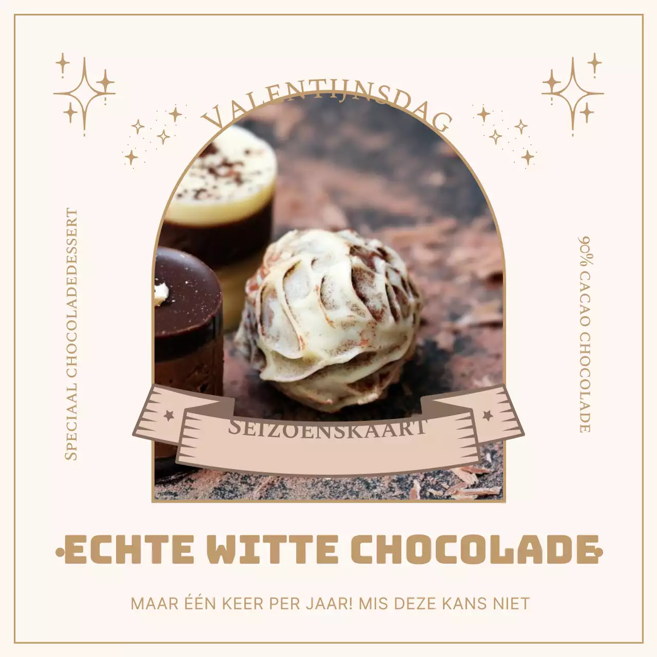 Introductie van een beperkt dessertmenu voor Valentijnsdag in beige en goud