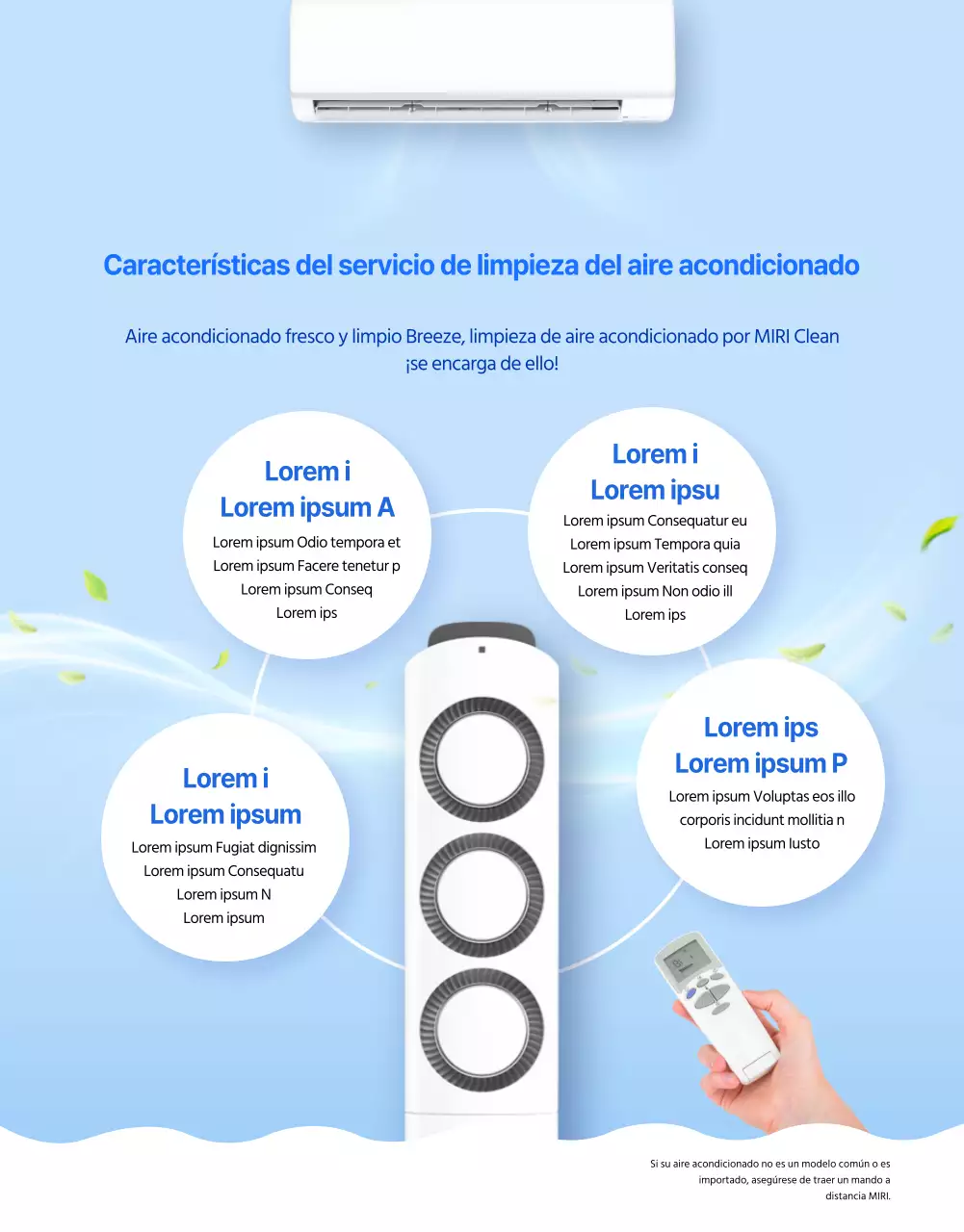 Un sencillo anuncio azul y amarillo para limpiar el aire acondicionado