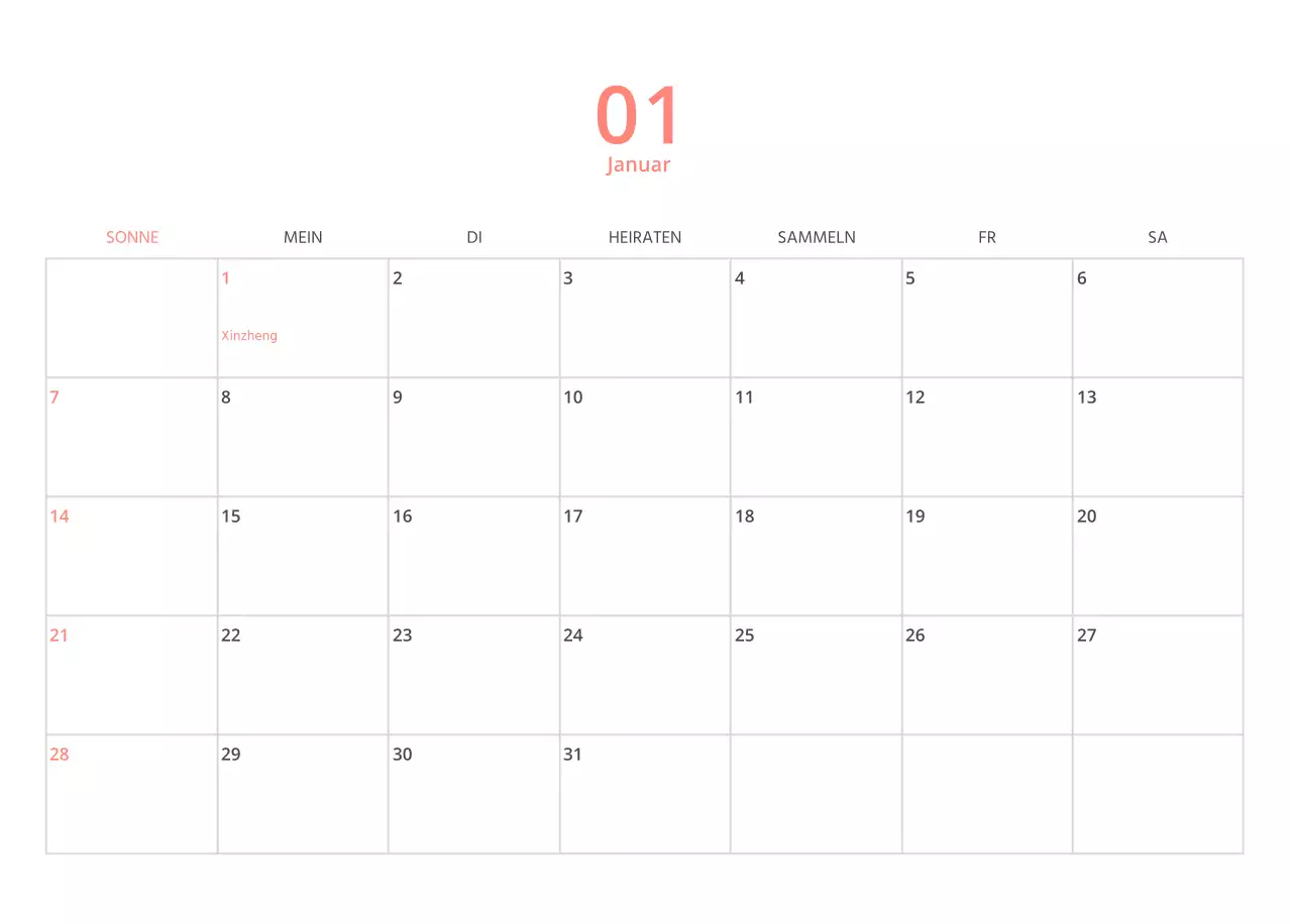 Mehrfarbiger Bildkalender