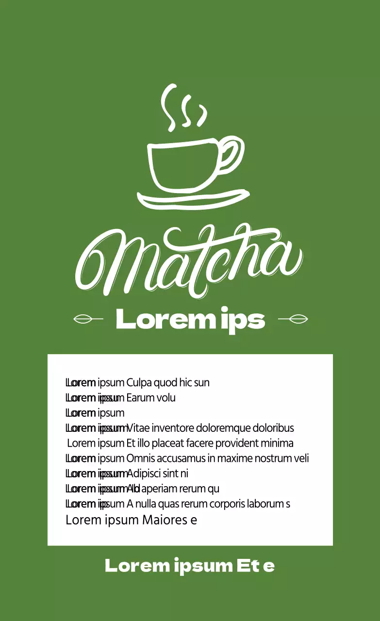 Etichetta illustrata verde lime del matcha latte in polvere