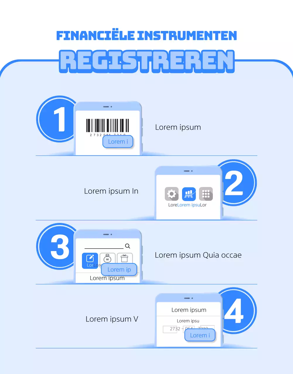 Clean concept financieel instrument thema met blauwe 3D illustraties