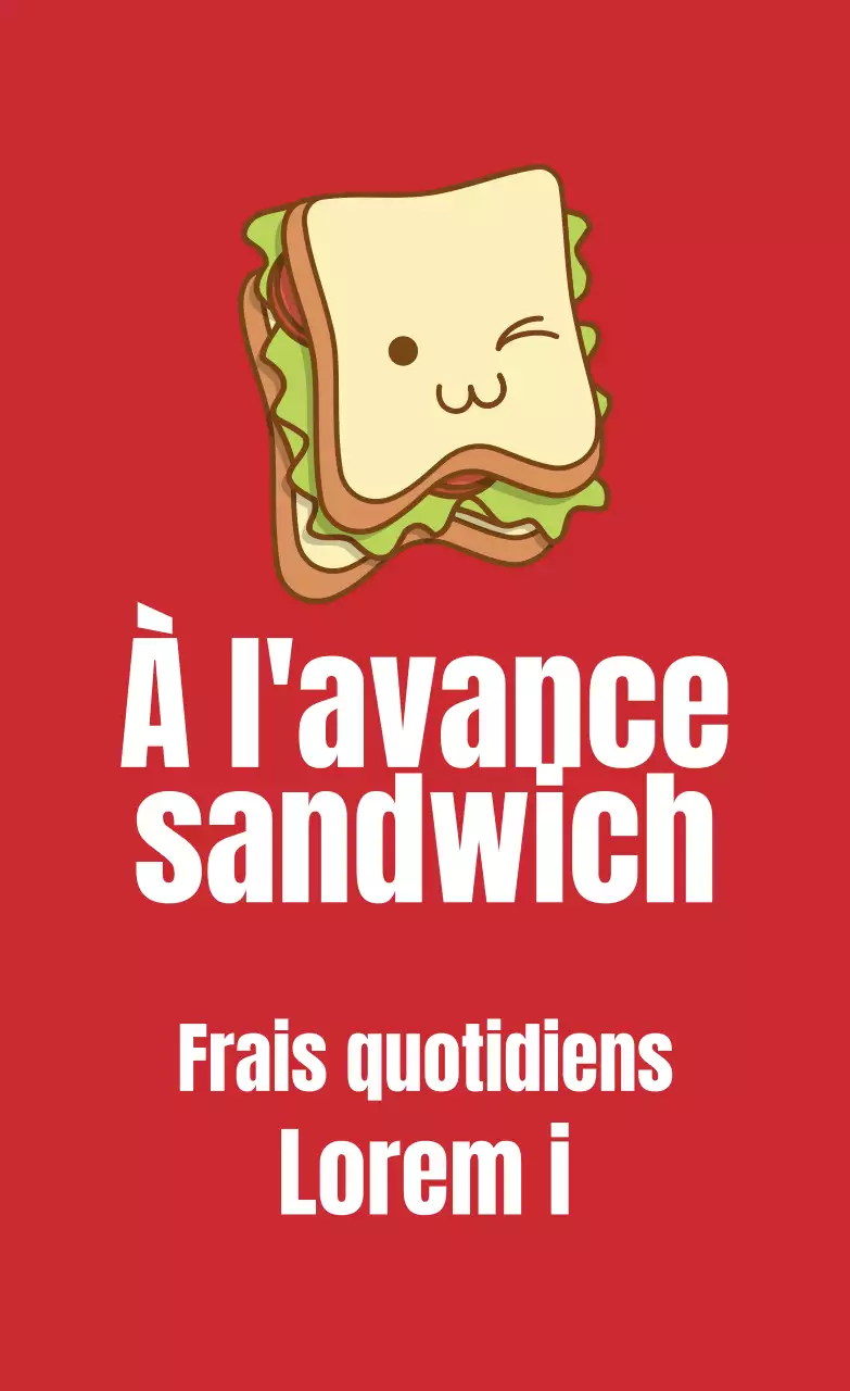 Étiquette sandwich rouge illustrée