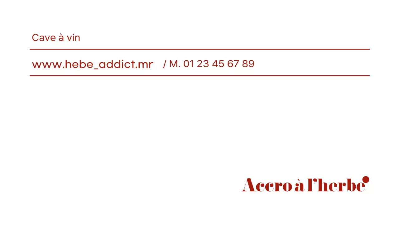 Carte de visite au style épuré avec des accents rouge foncé