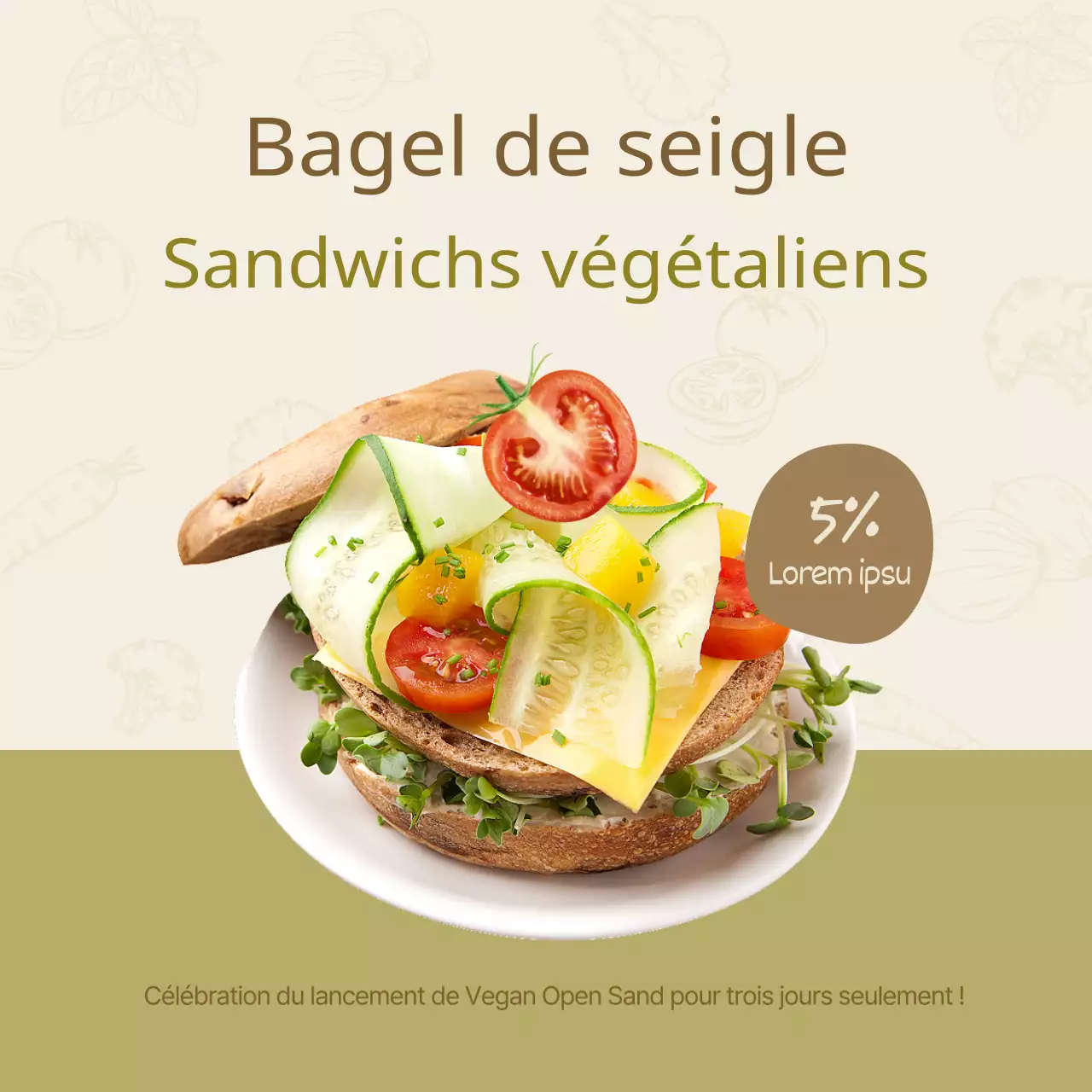 Réductions pour les sandwichs dans les tons beige-vert
