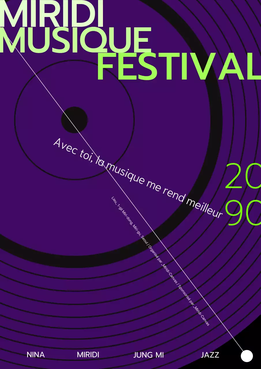 Un festival de jazz décoré de disques violets et soignés