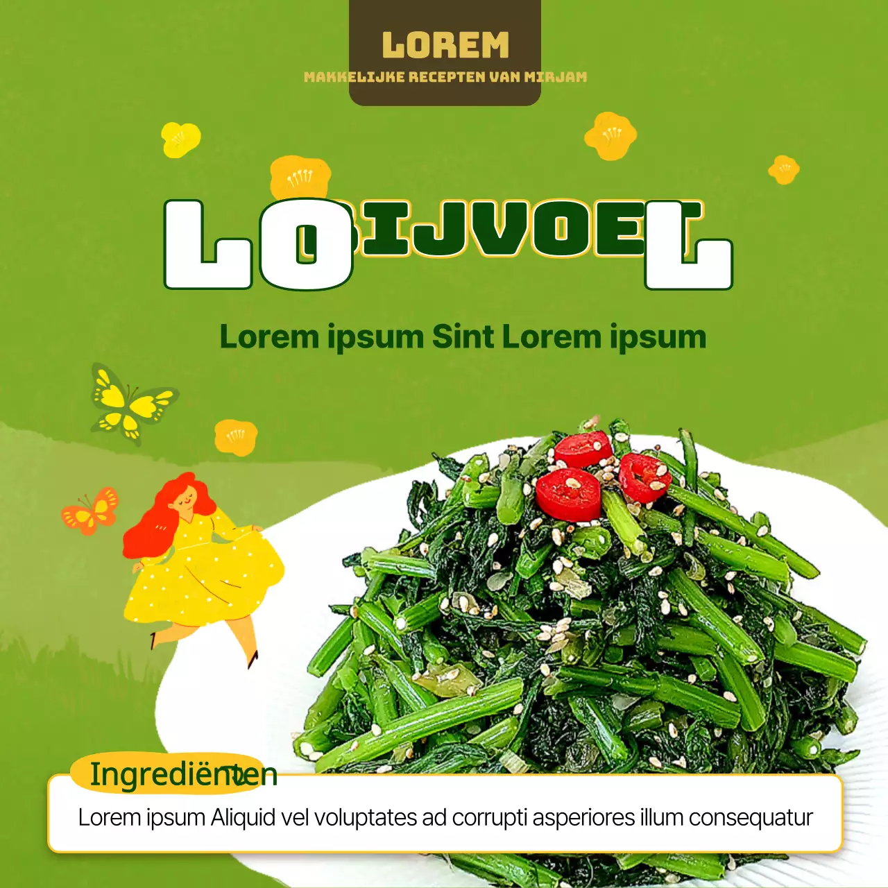 Groen en geel handgetekend concept bijvoet recept thema