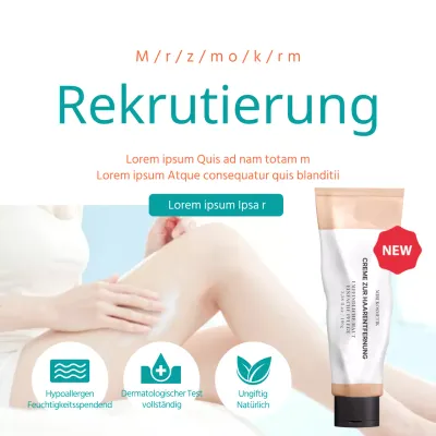 Mint- und beigefarbene Fotos und Produkt-Highlights Rekrutierung für Haarentfernungscreme-Test