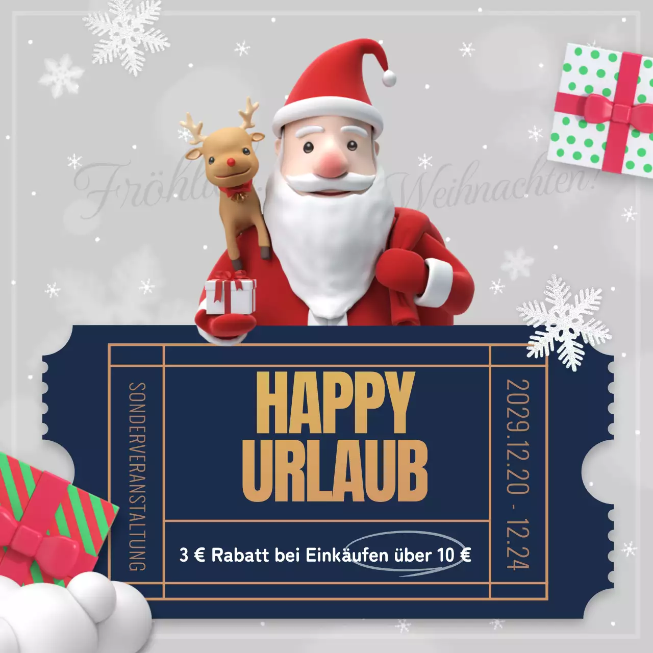 Förderung einer rot-marineblauen Weihnachts-Rabattgutscheinaktion