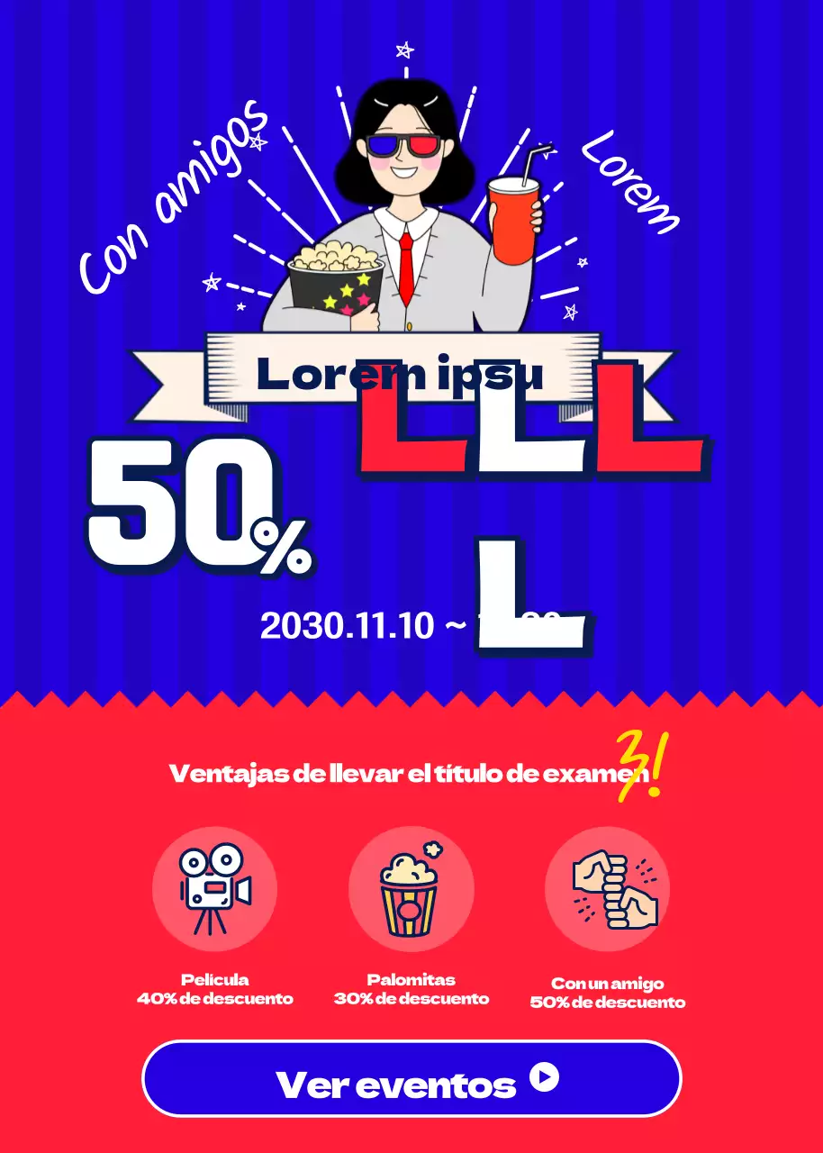 Ventana emergente de evento estudiantil con fondo azul