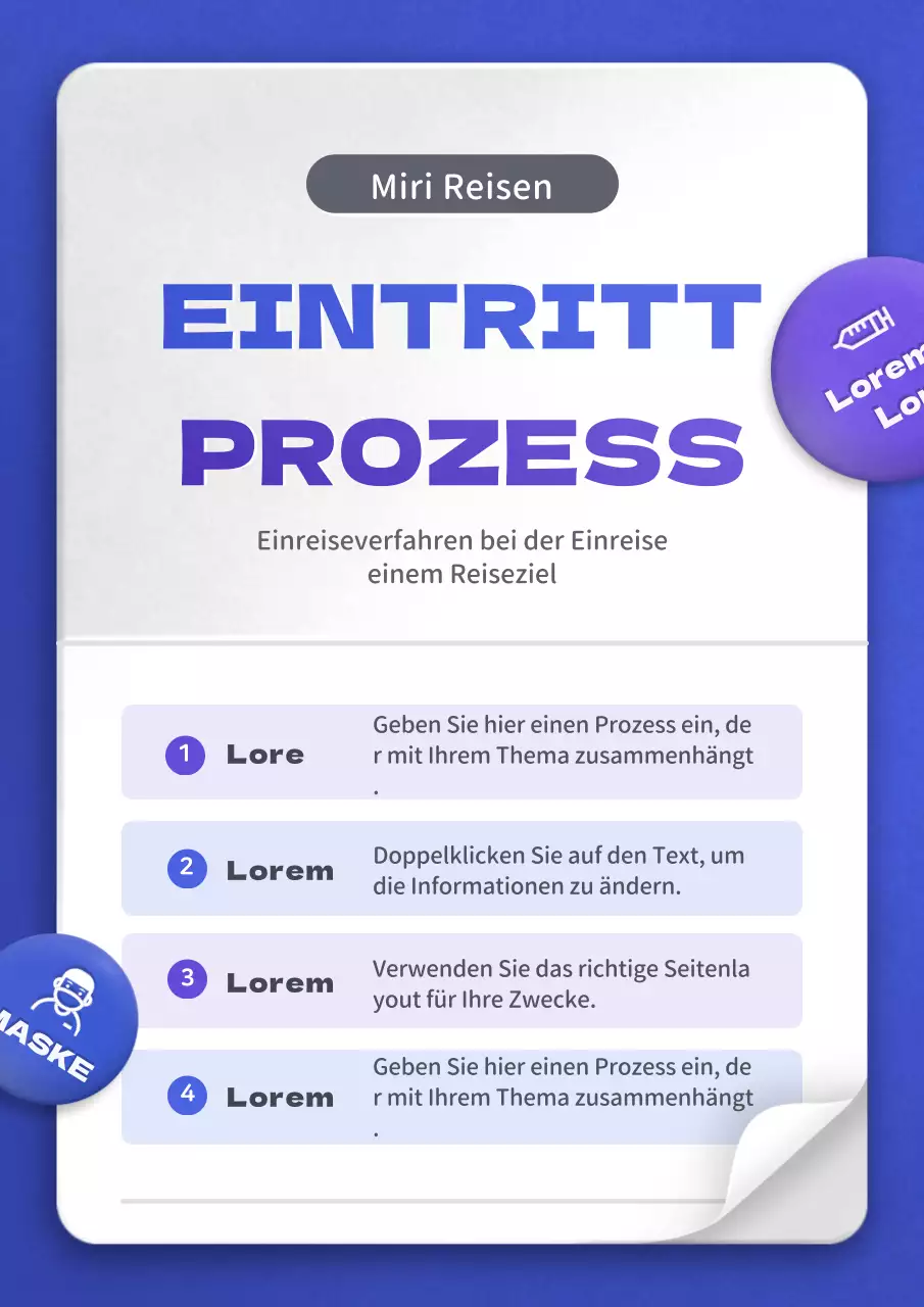 Blauer und lila Pass-Konzept Quarantäne Pass Hinweis