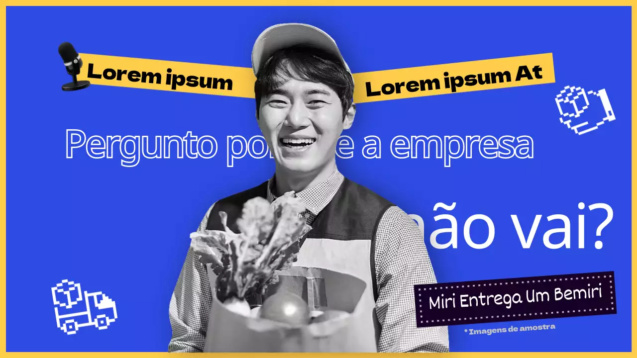 Miniatura da entrevista com realce de texto simples a azul