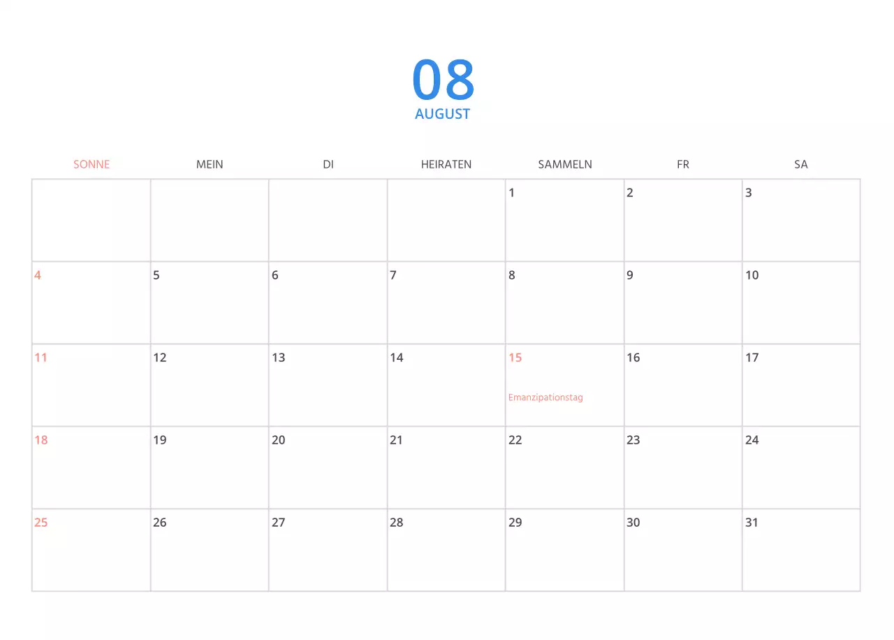 Mehrfarbiger Bildkalender