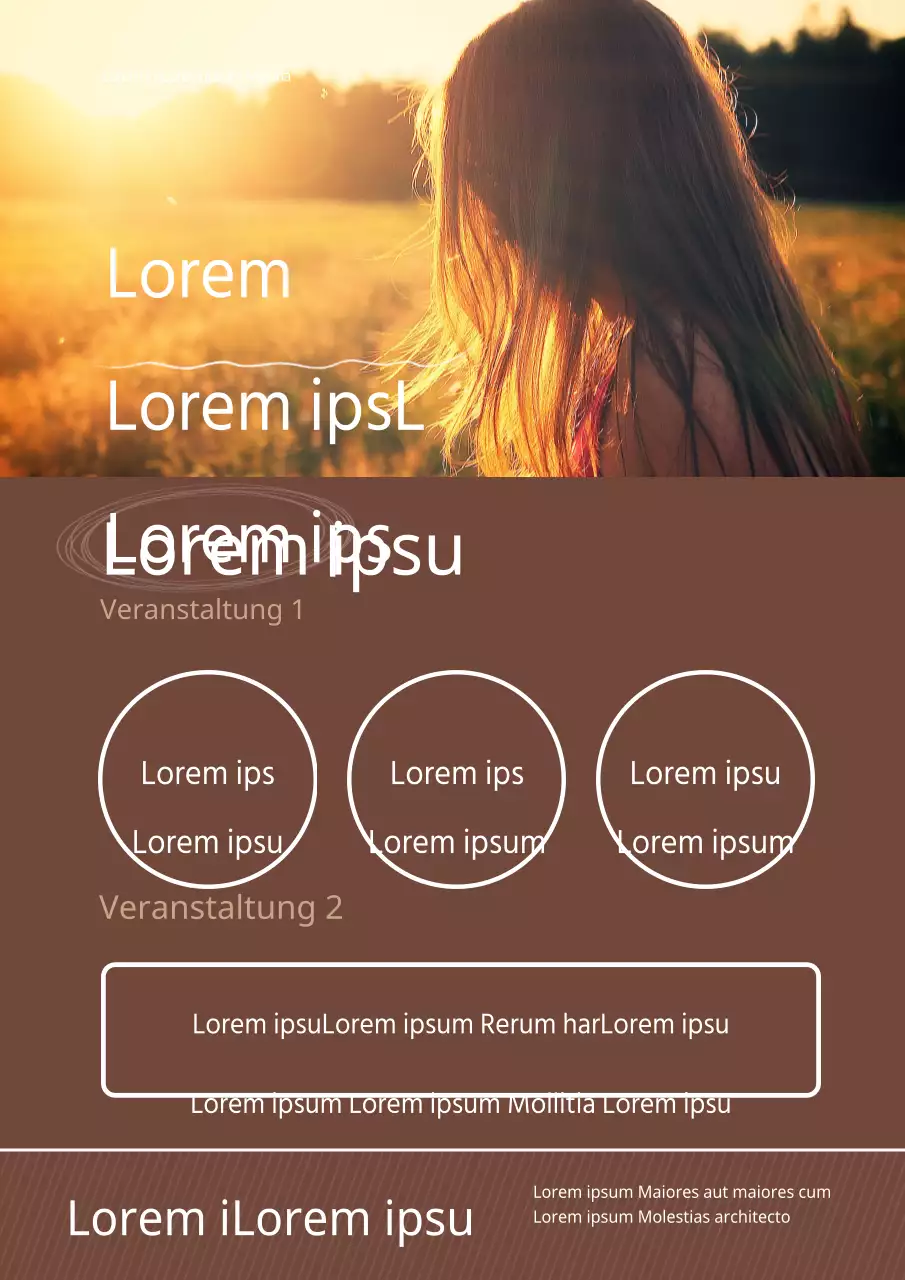 Werbung für eine Salonveranstaltung mit einem braunen, emotionalen Foto einer Frau