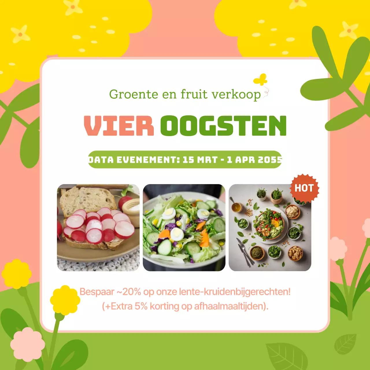 Heldere lentebloemen in chartreuse en roze