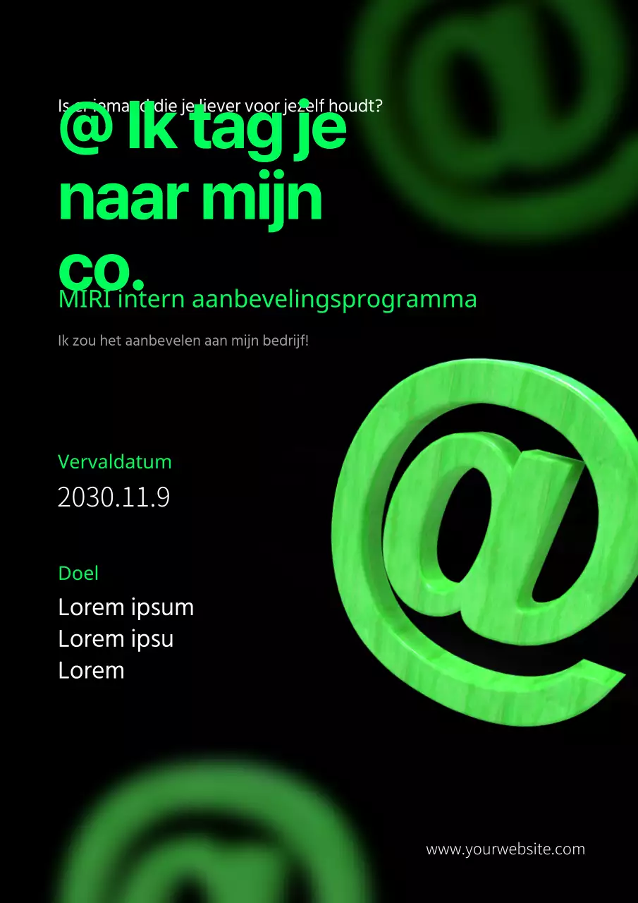 Fluorescerende limoengroene en zwarte verticale poster voor doorverwijzing van talent op kantoor