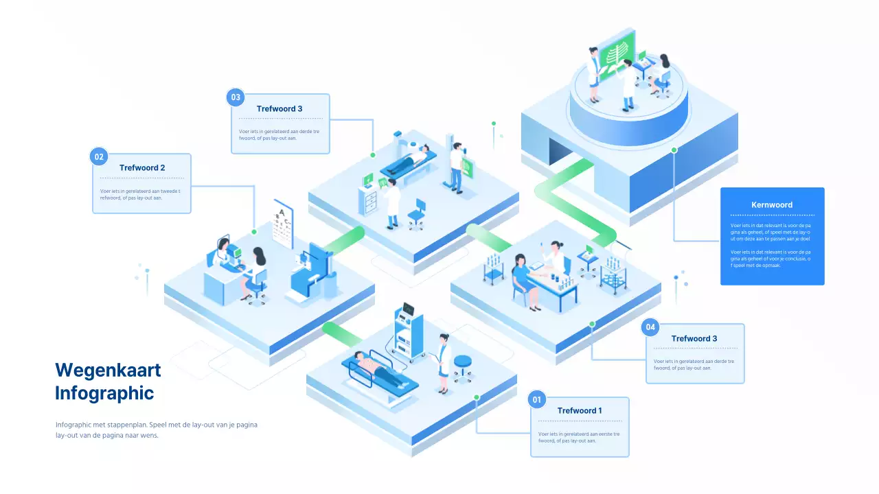 Isometrische concept roadmap in wit en blauw